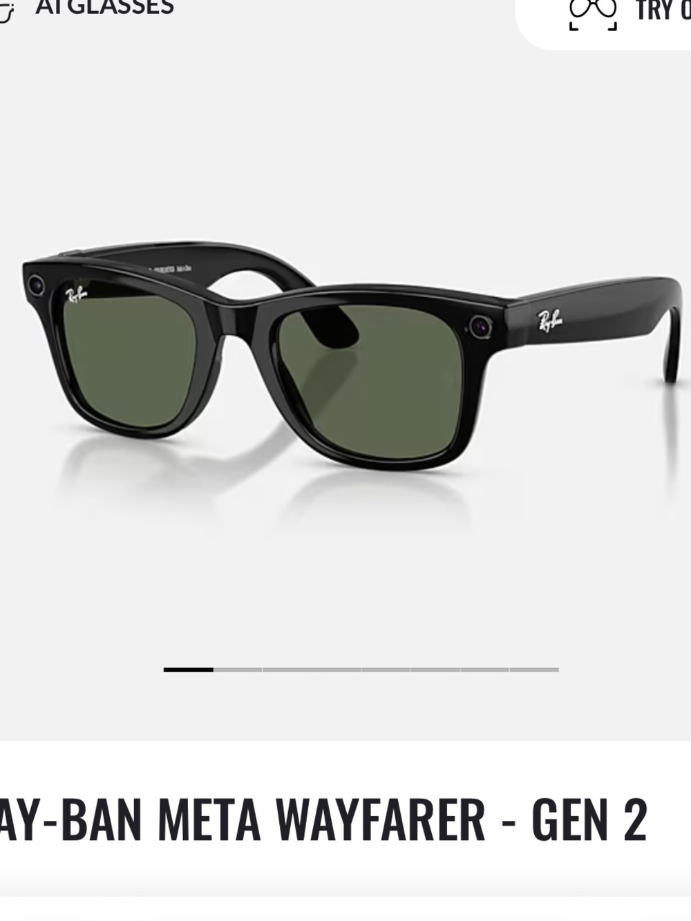 Ray-Ban META Gen 2 Shiny Black Sunglasses with G15 lenses size 50 NEW